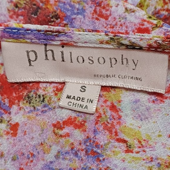 Philosophy Sheer Watercolor Design Blouse Top Size Small - Picture 4 of 4